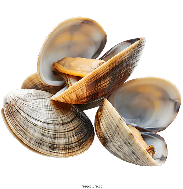 [Transparent Background PNG]Fresh open clams on a white background