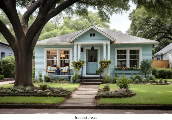 Charming Blue Cottage with Spacious Front Yard