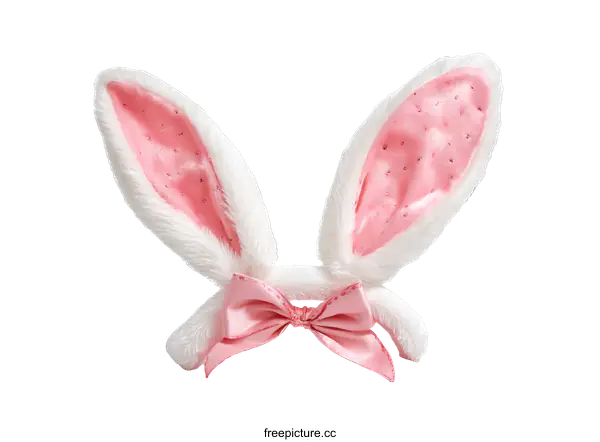 [Transparent Background PNG]Pink Bunny Ears with Bow Decoration