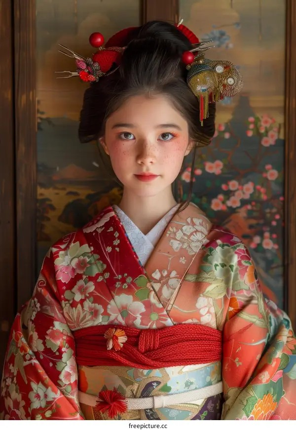 Beautiful Asian Woman in Traditional Kimono