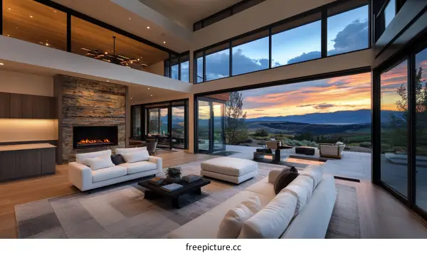 Modern Luxury Living Room with Panoramic Views