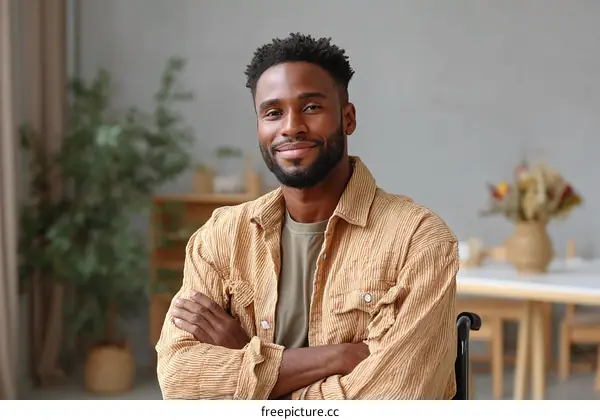 African Man Smiling Portrait in Home