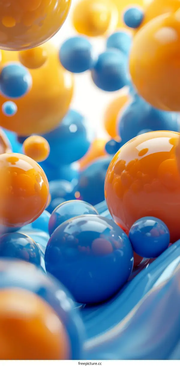 3D rendering of blue and orange spheres