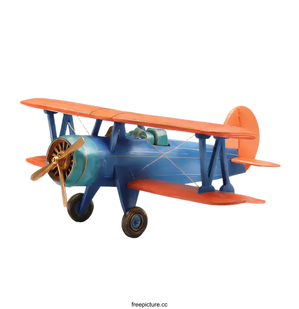 [Transparent Background PNG]Vintage Wooden Toy Biplane Model