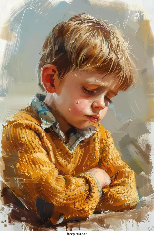 sad boy with folded arms