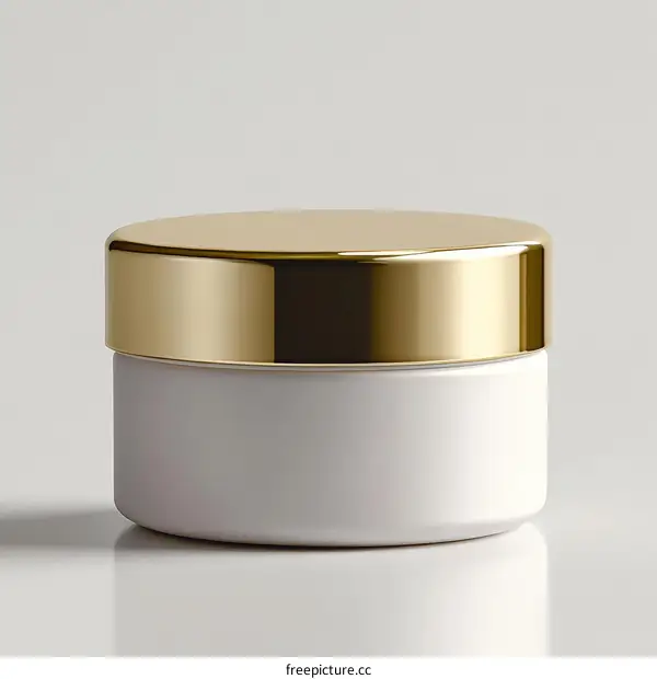 Elegant White Cosmetic Jar with Gold Lid Mockup