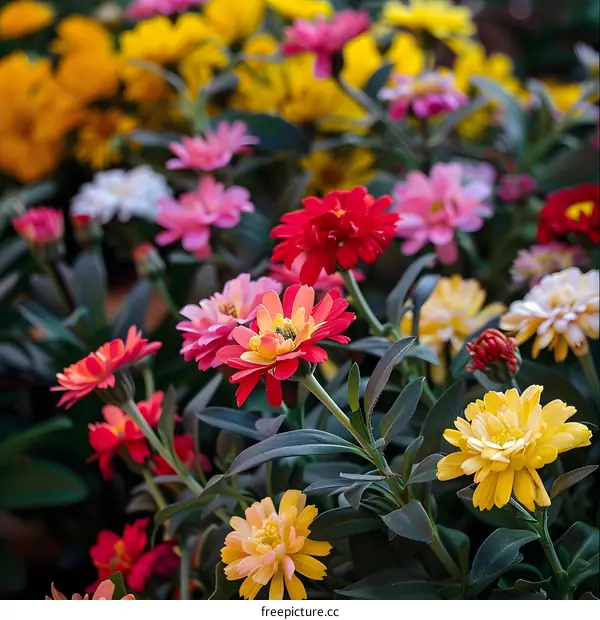 Close Up of Colorful Flowers in a Garden