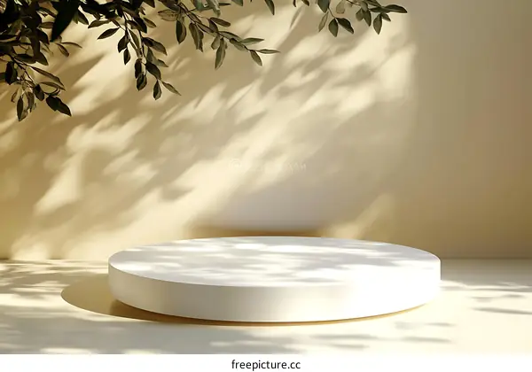 Elegant Empty Display Podium With Natural Shadow