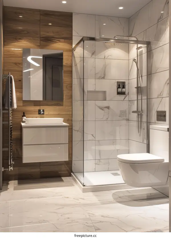 Modern Bathroom Interior Design with Marble Tiles