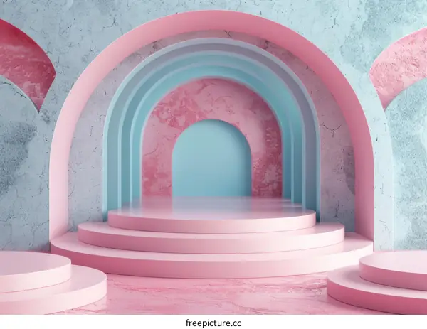 Pink and blue pastel podium product display background