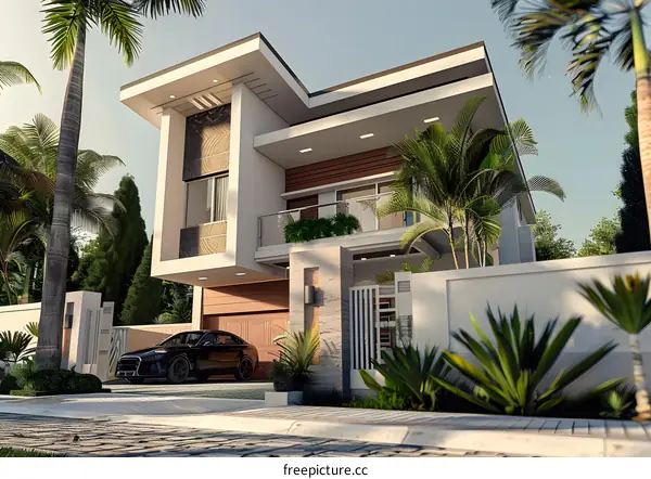 Modern Minimalist House Design With Tropical Landscaping