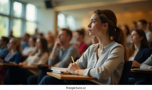 University Lecture Hall Filled With Students