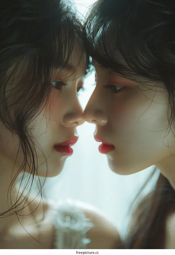 Two Asian Women Face to Face