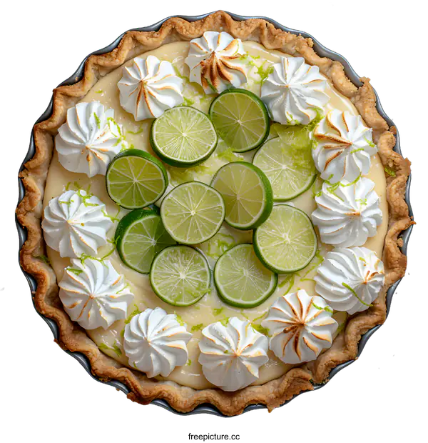 [Transparent Background PNG]Lime Meringue Pie Overhead View