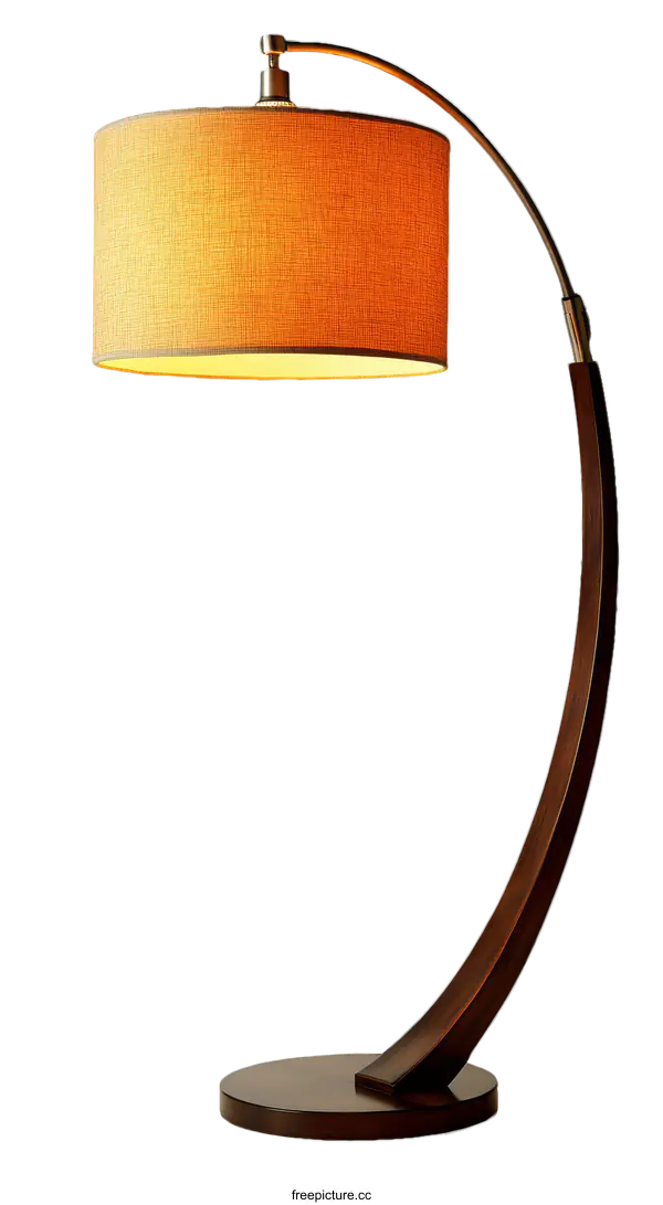 [Transparent Background PNG]Modern Wooden Floor Lamp with Fabric Shade