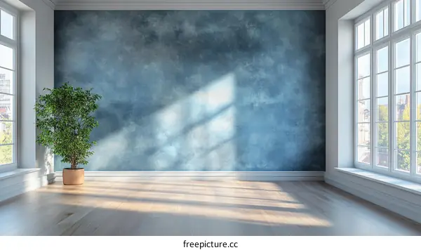 Empty Room Interior Design Concept with Blue Wall