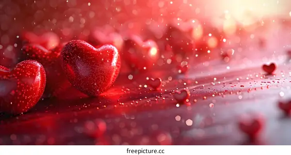 Red heart with water drops