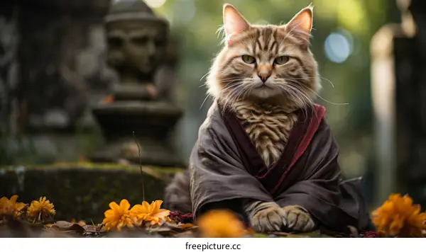 Zen Garden Cat: A Ginger Cat in Kimono