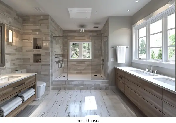Modern Bathroom Interior Design with Stone Tiles
