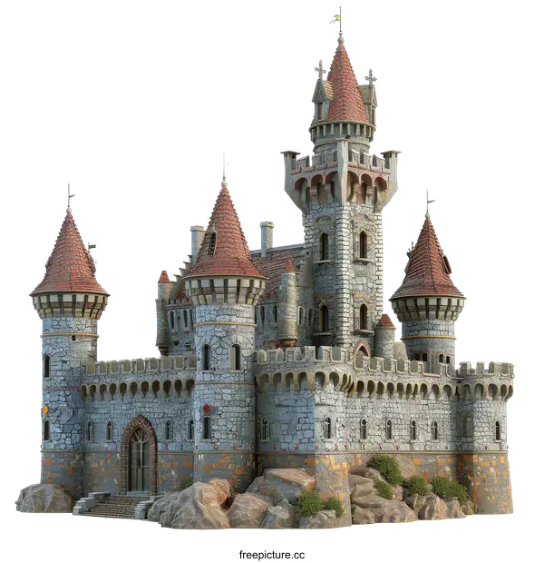 [Transparent Background PNG]Medieval Castle with Towers
