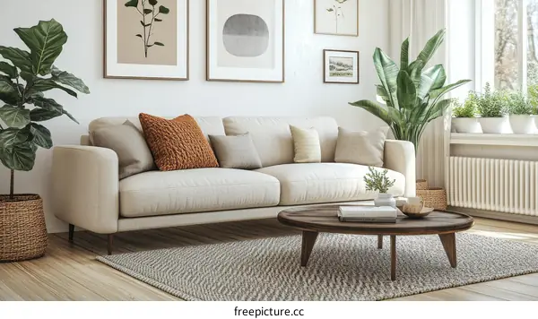 Modern Living Room Interior Design with Plants