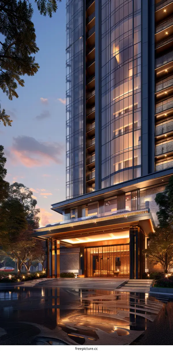 Modern Glass Curtain Wall Building