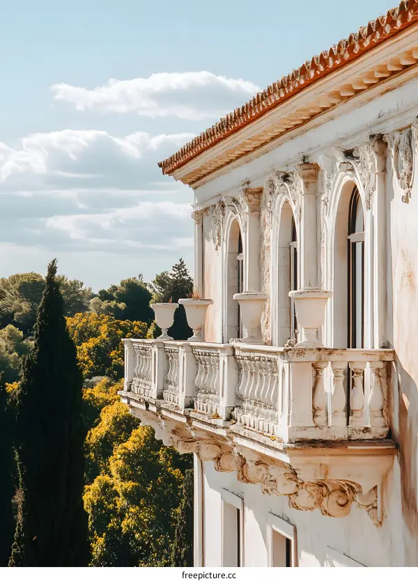 Italian Villa Balcony with Ornate Details