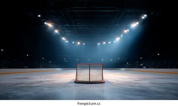 Empty Hockey Arena with Spotlight