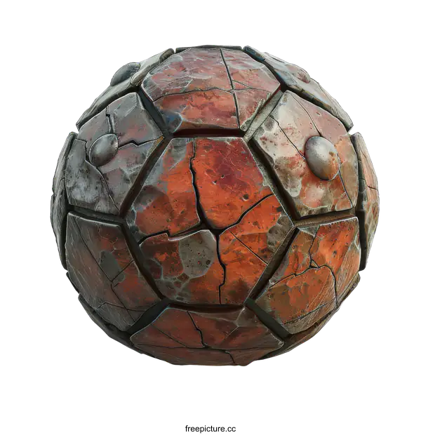 [Transparent Background PNG]3D rendering of a rusty metal sphere