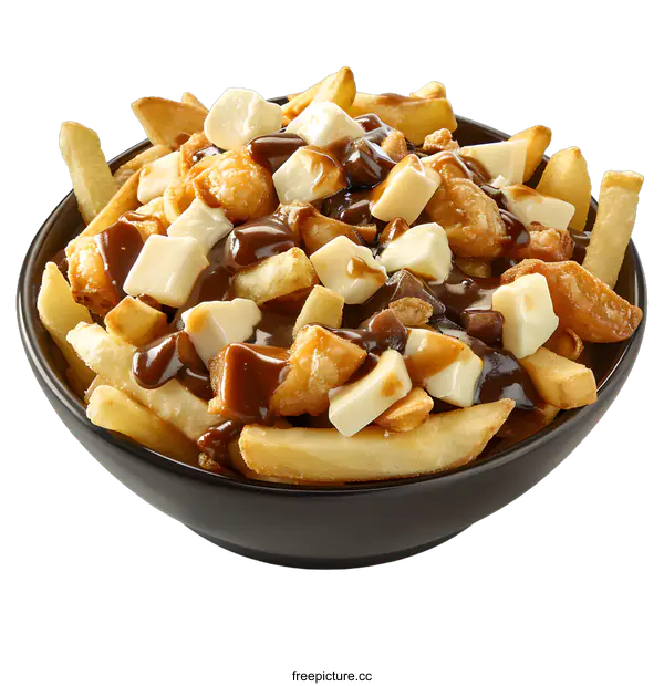 [Transparent Background PNG]Delicious poutine with fries cheese curds and gravy