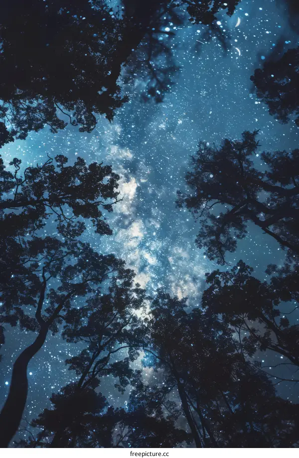 Milky Way Through Forest Branches