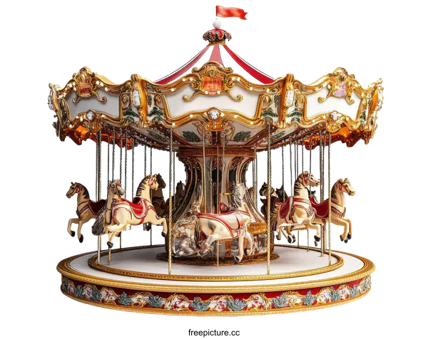 [Transparent Background PNG]Vintage Carousel with Ornate Detailing