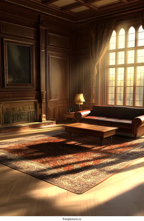 Classic Living Room with Large Window and Sunlight