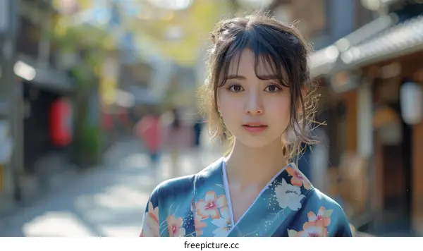Beautiful Asian Woman in Traditional Japanese Kimono