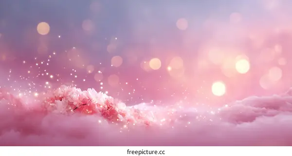 Magical Pink Cherry Blossom Fairy Tale Scene