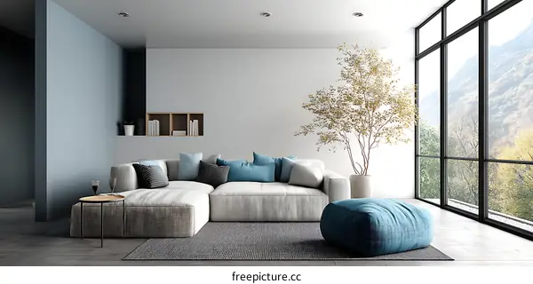 Modern Living Room with Large Windows