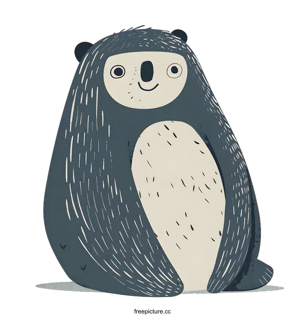 [Transparent Background PNG]Cute Cartoon Illustration of a Sitting Blue Bear