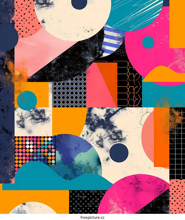 Abstract Geometric Shapes Pattern with Grunge Texture