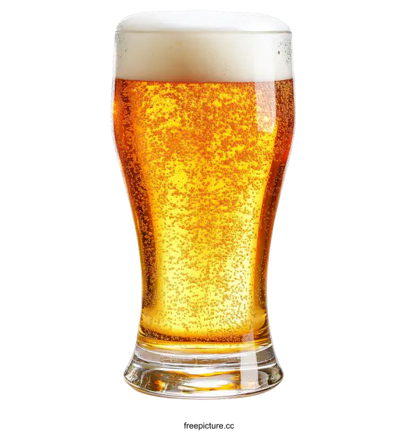 [Transparent Background PNG]Glass of Light Beer with Froth
