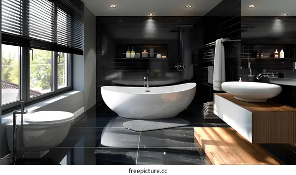 Black and White Modern Bathroom Interior