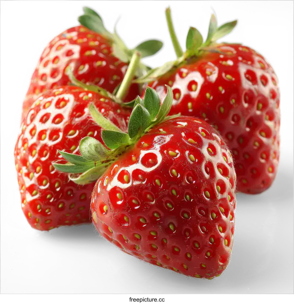 [Transparent Background PNG]Close-up image of ripe strawberries