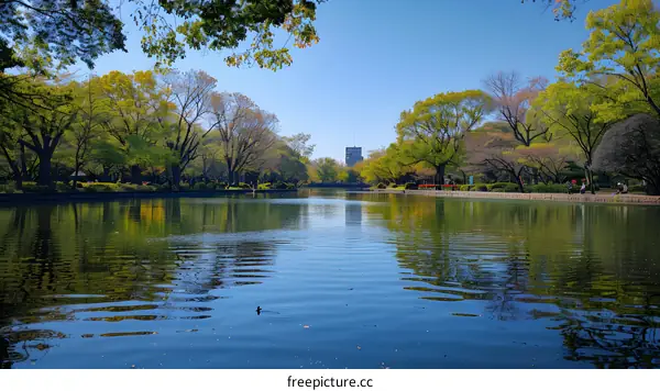 Calm Lake with Trees and Reflections in the Water