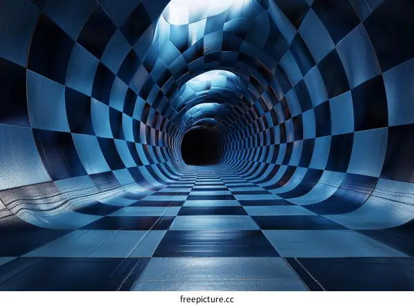 Blue and Black Checkered Tunnel