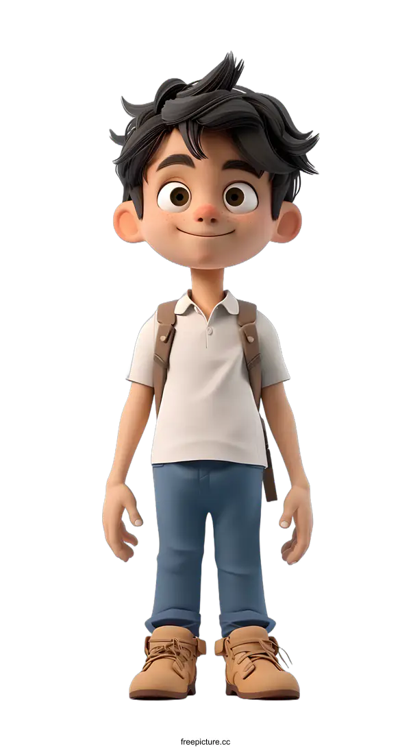 [Transparent Background PNG]Smiling Boy Ready for School