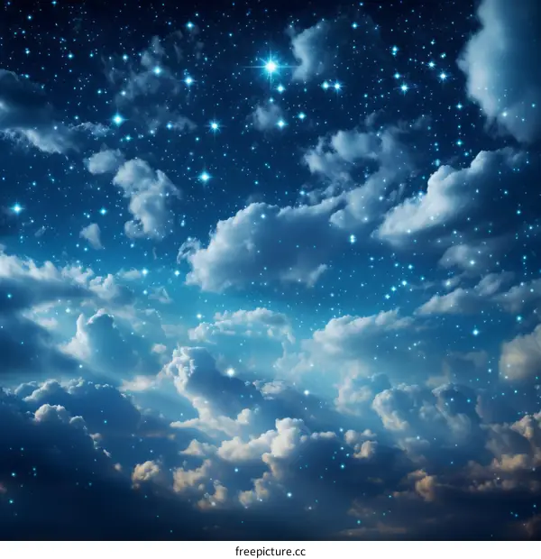 Starry Night Sky with Clouds
