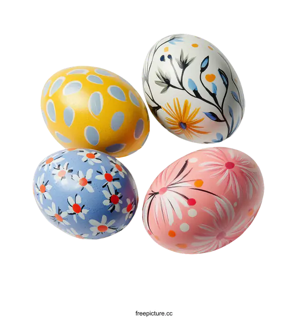 [Transparent Background PNG]Hand-painted Easter Eggs in a Circle
