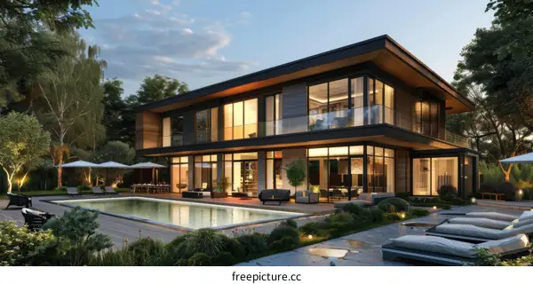 Modern House with In-Ground Swimming Pool