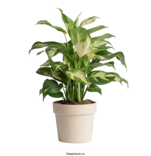 [Transparent Background PNG]Alocasia lauterbachiana potted plant with dark green leaves and white veins