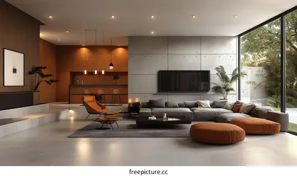 Modern Concrete Living Room Interior Design