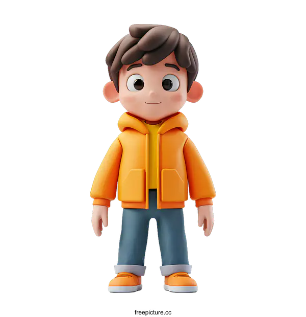 [Transparent Background PNG]3d rendering of a cute cartoon boy